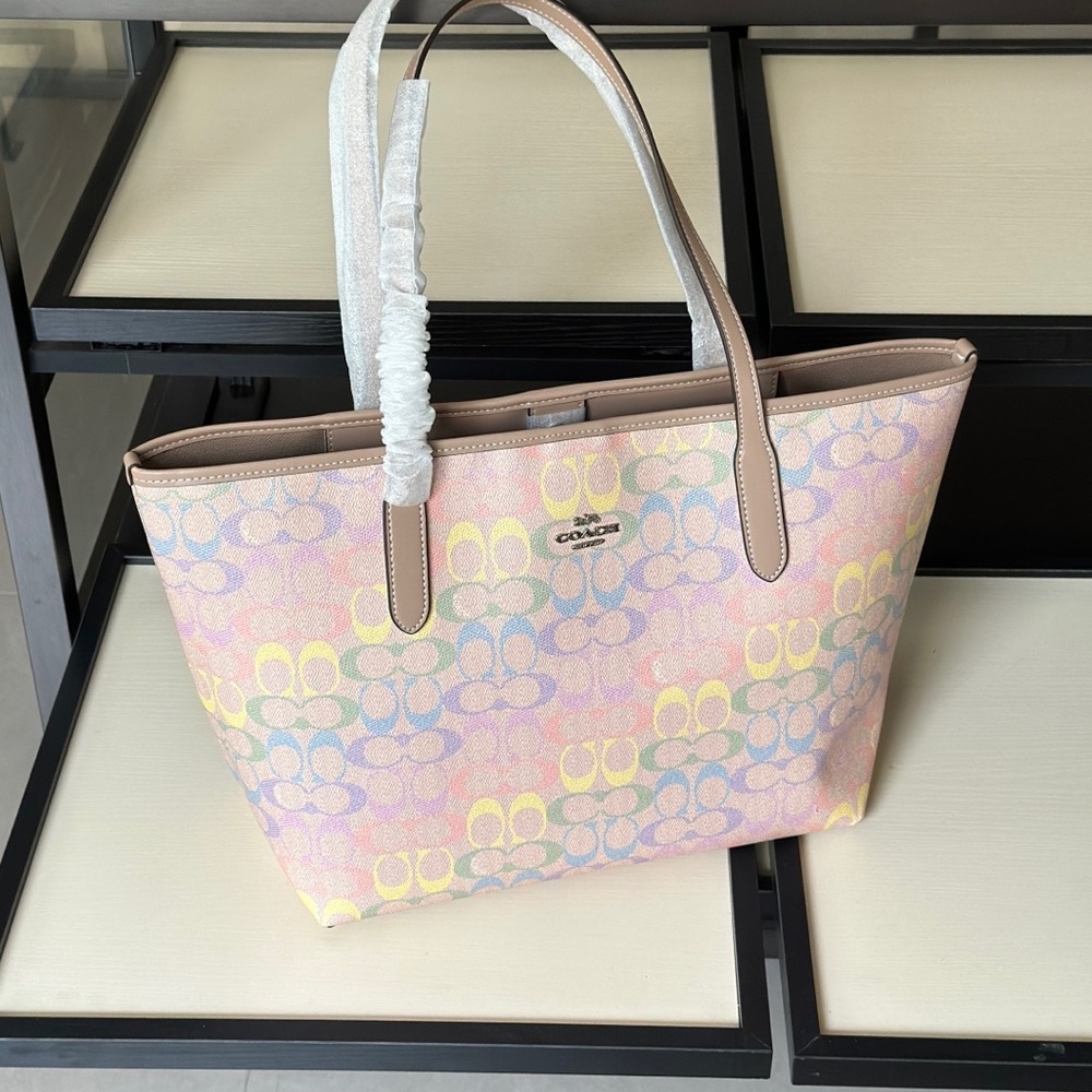 Coach Rainbow Color Shopping Bag Handbag - Picture 5 of 6